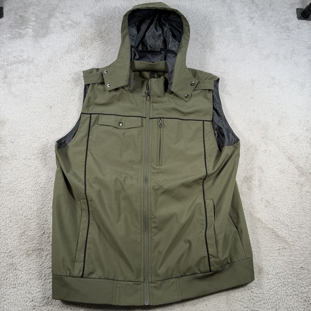 Baubax Vest Men XL Green Hooded Liked Travel Utility Full Zip Pocket Performance